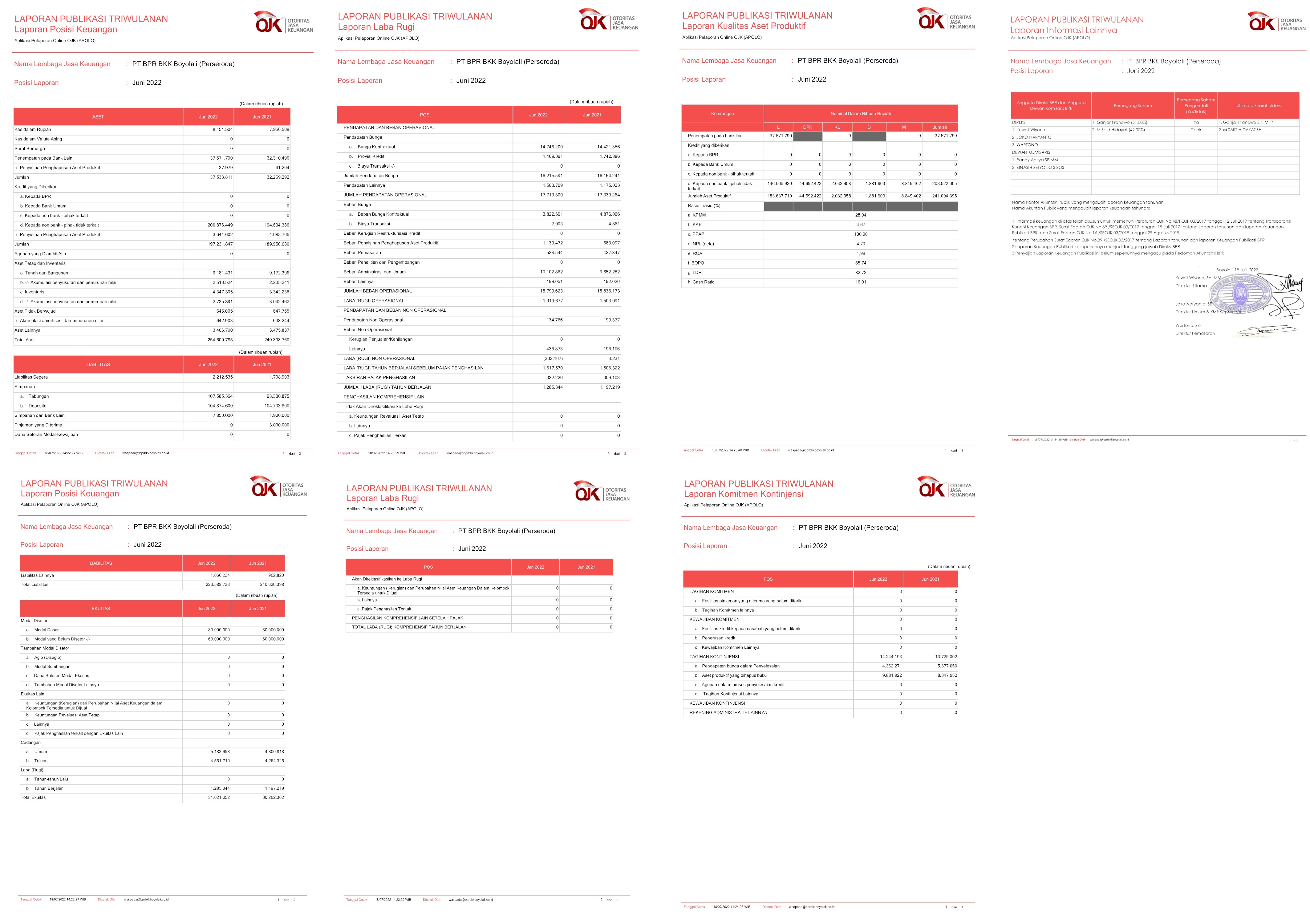 LAPORAN PUBLIKASI TRIWULAN 2 TAHUN 2022